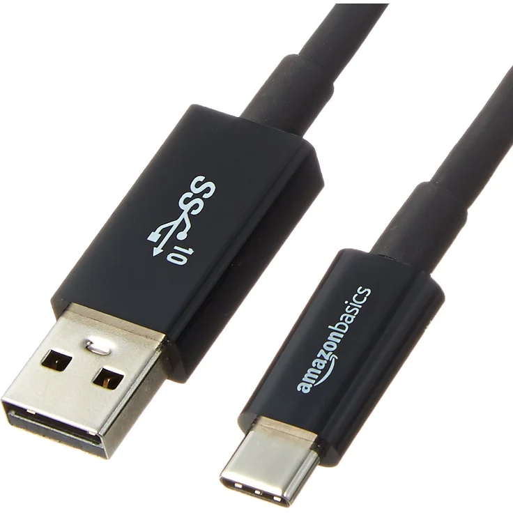 AmazonBasics - USB C Kabel auf USB Typ A, USB 3.1, 2. Generation, 0,9 m, Schwarz – Bild 1
