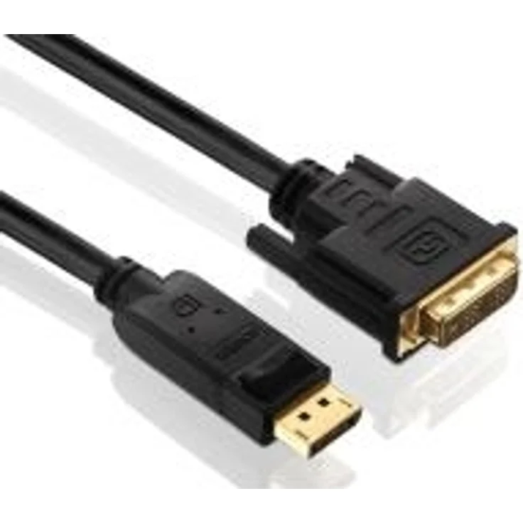 PureLink PI5200-015 DisplayPort auf DVI-D Adapterkabel (2K FullHD (1080p), Ethernet), (DisplayPort Stecker (20pin) auf DVI-D Stecker (18+1pin), zertifiziert, 1,50m, schwarz – Bild 1