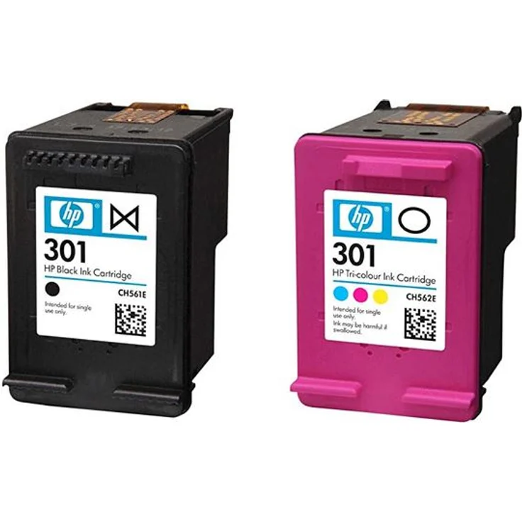 HP 301 2er-Pack Schwarz/Cyan/Magenta/Gelb Original Tintenpatronen (N9J72AE) – Bild 2