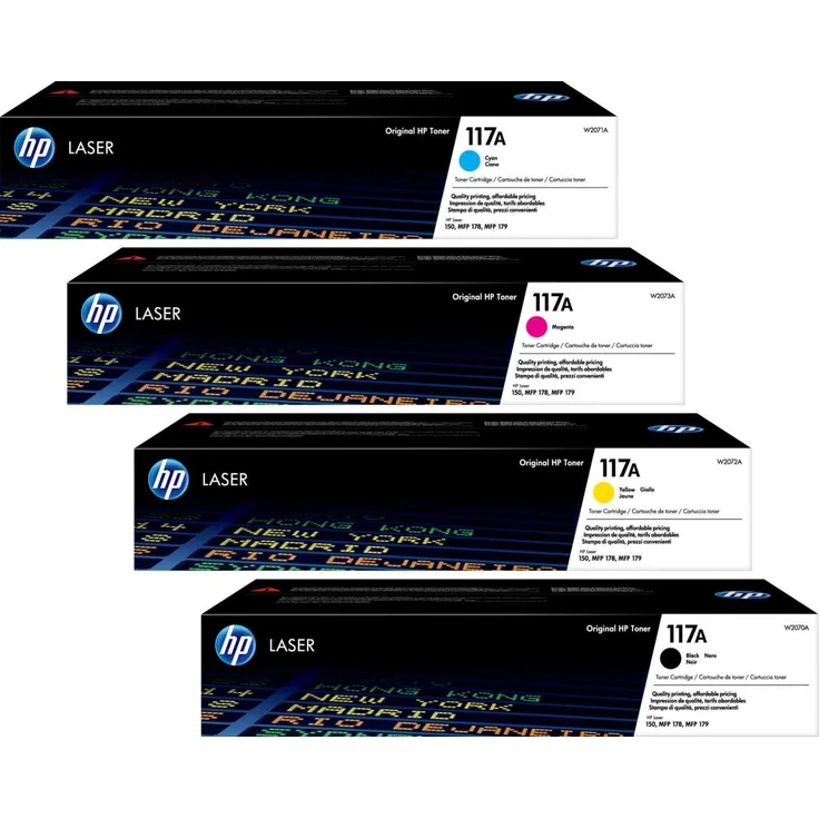 HP Original 117A Toner 4er Set schwarz, cyan, magenta, gelb- 1.000-700 Seiten (W2070A, W2071A, W2072A, W2073A)