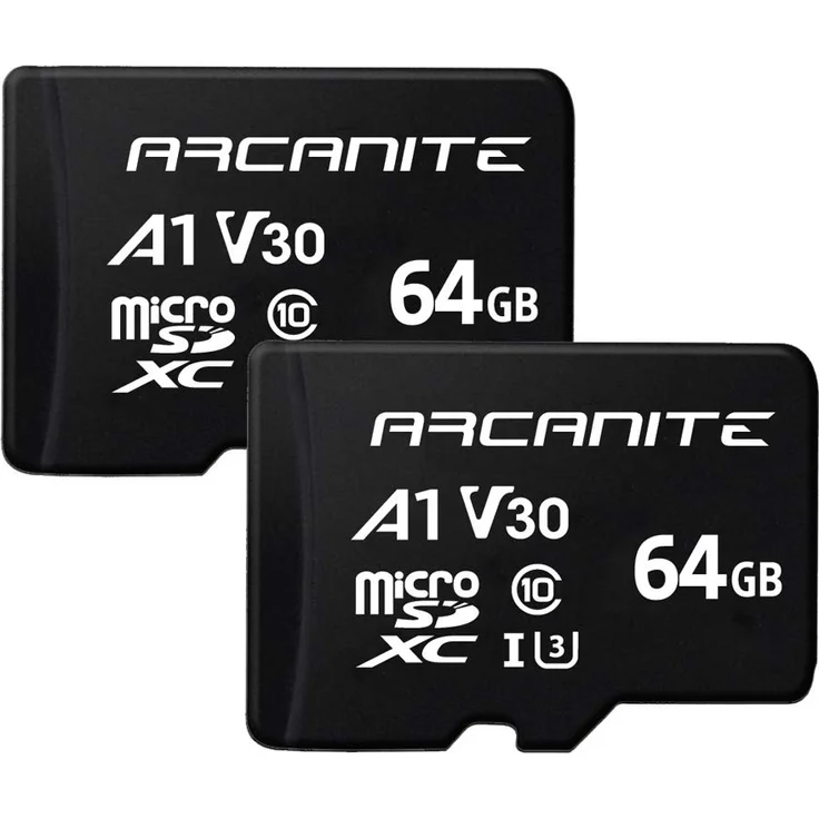 ARCANITE 2 Stücke 64 GB microSDXC Speicherkarte - UHS-I U3, A1, V30, 4K, C10, microSD, Lesegeschwindigkeiten von bis zu 90 MB-s. – Bild 1