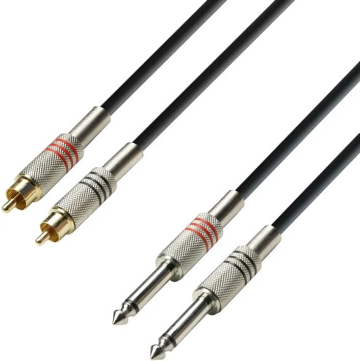 Adam Hall Cables K3TPC0100 Audiokabel 2 x Cinch male auf 2 x 6,3mm Klinke mono 1m