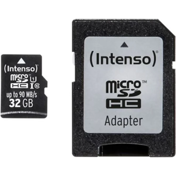Intenso Professional microSDHC UHS-I Class 10 32GB Speicherkarte inkl. SD-Adapter (bis 90Mbps) schwarz – Bild 1