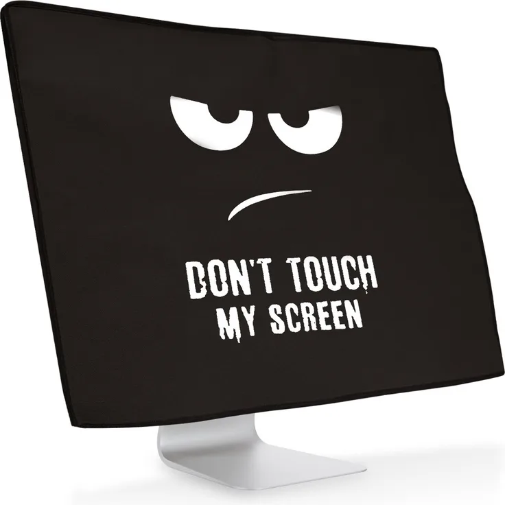 kwmobile Bildschirm Schutzhülle für 20-22'' Monitor - Staubschutz PC Monitor Hülle in Weiß Schwarz Don't touch my Screen Design