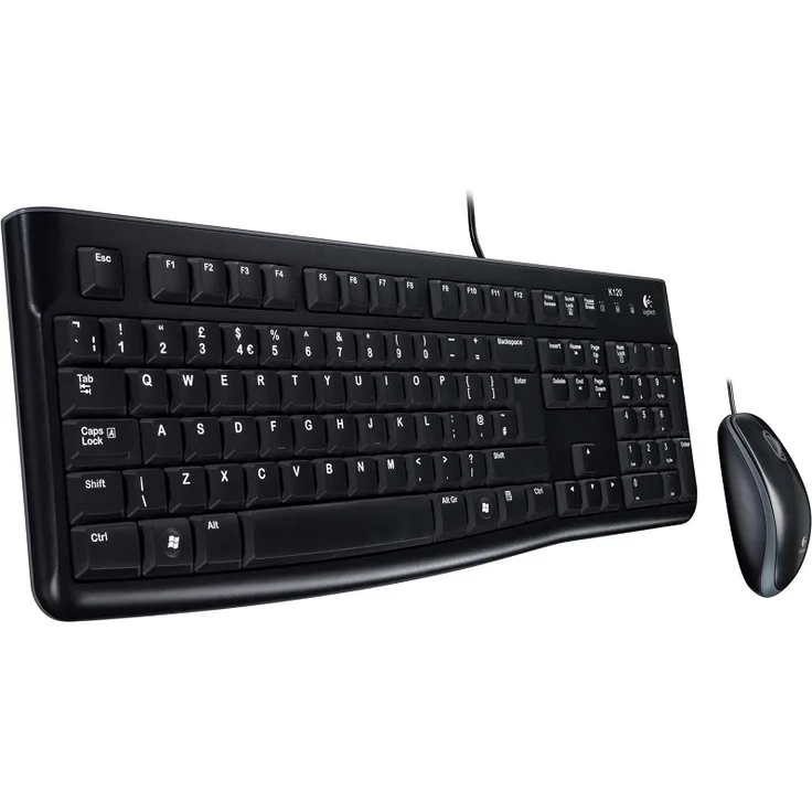 Logitech MK120 Kabelgebundenes Tastatur-Maus-Set, Optische Maus, USB-Anschluss, PC-Laptop, Deutsches QWERTZ-Layout - schwarz