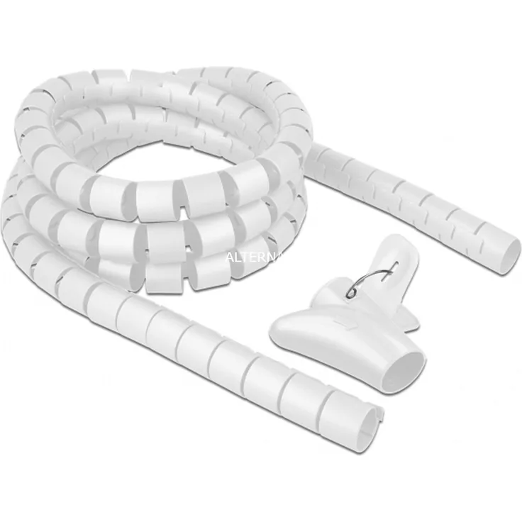 DeLock Spiralschlauch mit Einziehwerkzeug 2,5 m x 30 mm Kabelschlauch, weiß