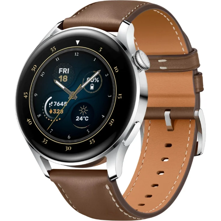 Huawei Watch 3 Classic Edition Smartwatch GPS, Unisex, 46mm, Lederarmband, Braun – Bild 2