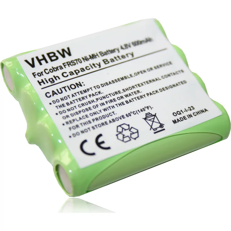 VHBW Akku, geeignet für Funkgerät, Walkie Talkie Cobra MicroTalk 100, 110, 115, 200, 300, 80, 85, PR500, PR900 600 mAh, 4,8 V, NiMH