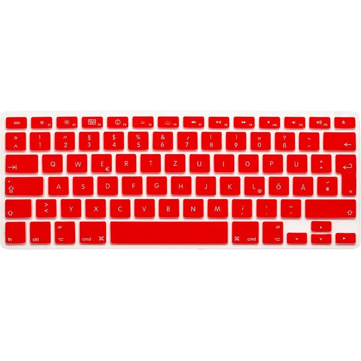 System-S Silikon Tastaturschutz Tastaturabdeckung QWERTZ Deutsche Tastatur Abdeckung Schutz für MacBook Pro 13'' 15'' 17'' iMac MacBook Air 13'' in Rot