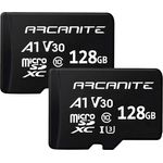ARCANITE 2 Stücke 128 GB microSDXC Speicherkarte - UHS-I U3, A1, V30, 4K, C10, microSD, Lesegeschwindigkeiten von bis zu 90 MB-s.