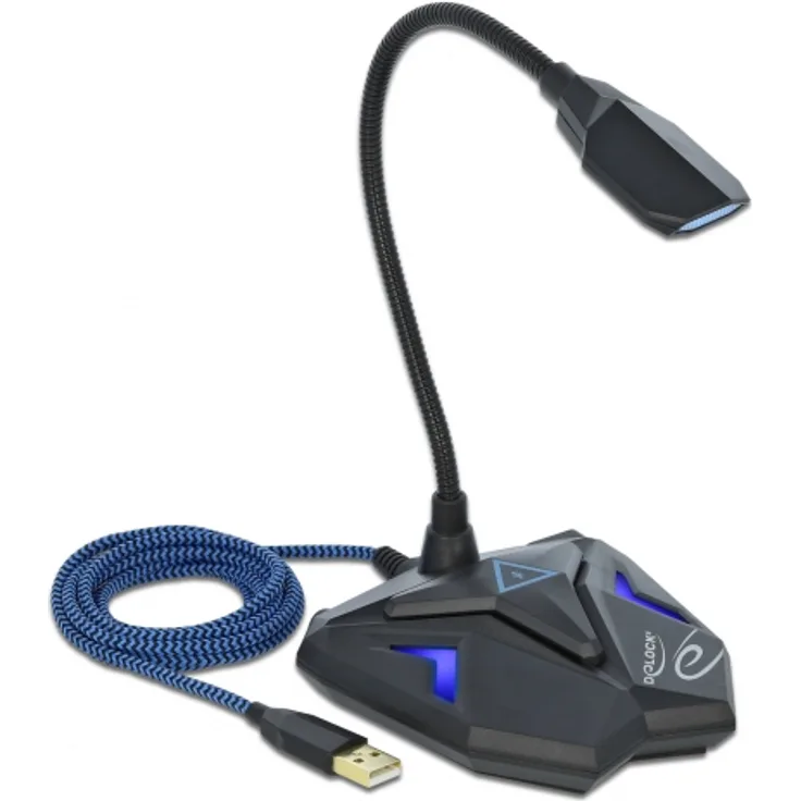 Delock Desktop USB Gaming Mikrofon mit Schwanenhals und Mute Button (66330)