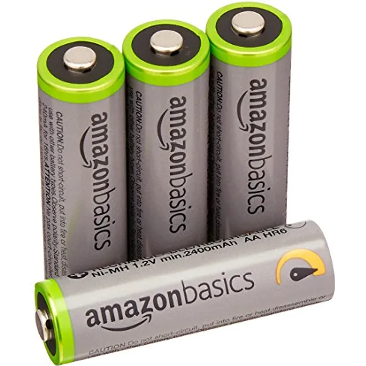AmazonBasics AA-Batterien mit hoher Kapazität, wiederaufladbar, vorgeladen, 4 Stück (Aussehen kann variieren)