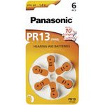 Panasonic PR13 Zink-Luft-Batterien für Hörgeräte, Typ 13, 1.4V, Hörgerätbatterien, 6er Pack, orange