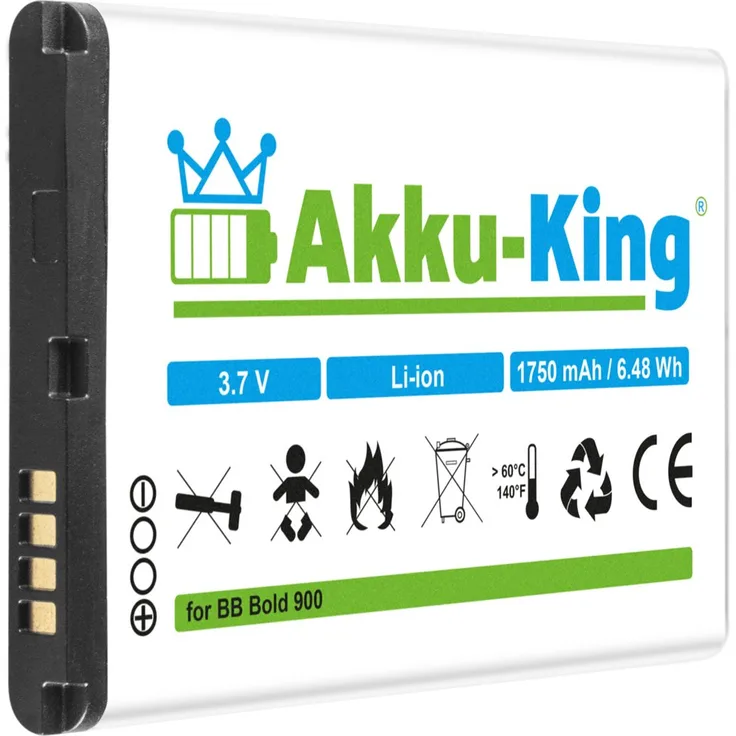 Akku-King Akku für Blackberry Bold 9000, 9030, 9220, 9630, 9700, 9780, 8980 Curve, Magnum, Niagara, Onyx - ersetzt M-S1, BAT-14392-001 - Li-Ion 1750mAh
