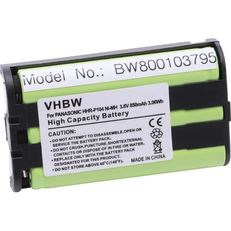 vhbw 1x NiMH Akku 850mAh (3.6V), geeignet für schnurlos Festnetz Telefon Panasonic KX-TG2336S, KX-TG2343, KX-TG2343P, KX-TG2343W, KX-TG2344, KX-TG2344B