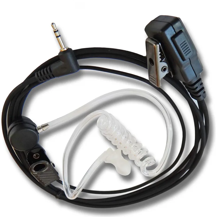 VHBW Security Headset Kopfhörer für Funkgerät Motorola TKLR-T3, TLKR T5, TKLR T6, TLKR T7, TKLR T8, TKLR T9, TLKR T60, TLKR 80 mit Schallschlauch.
