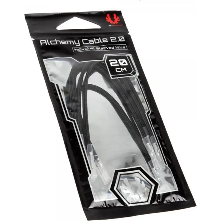 BitFenix Alchemy 2,0 - Stromkabel - 20cm - geformt, verseilt - Schwarz (Packung mit 5) (BFX-ALC-20CMLK-RP)