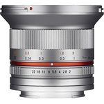 Samyang 12-2,0 Objektiv APS-C Fuji X manueller Fokus Fotoobjektiv, Weitwinkelobjektiv silber