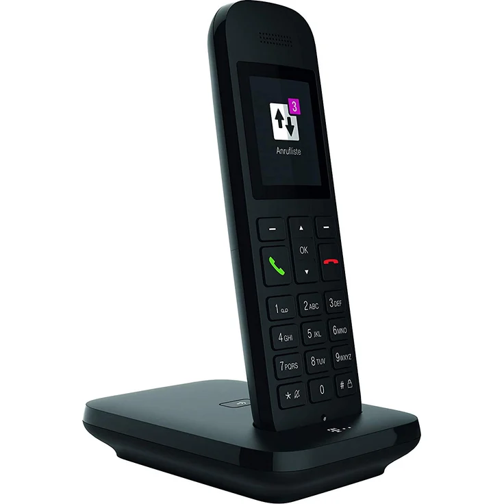Telekom Sinus 12 Festnetz Telefon schnurlos, 5 cm Farbdisplay, beleuchtete Tastatur, anschlussunabhängige Nutzung an allen handelsüblichen Routern und Standardanschlüssen, Analog-Telefon mit Basis, schwarz – Bild 2
