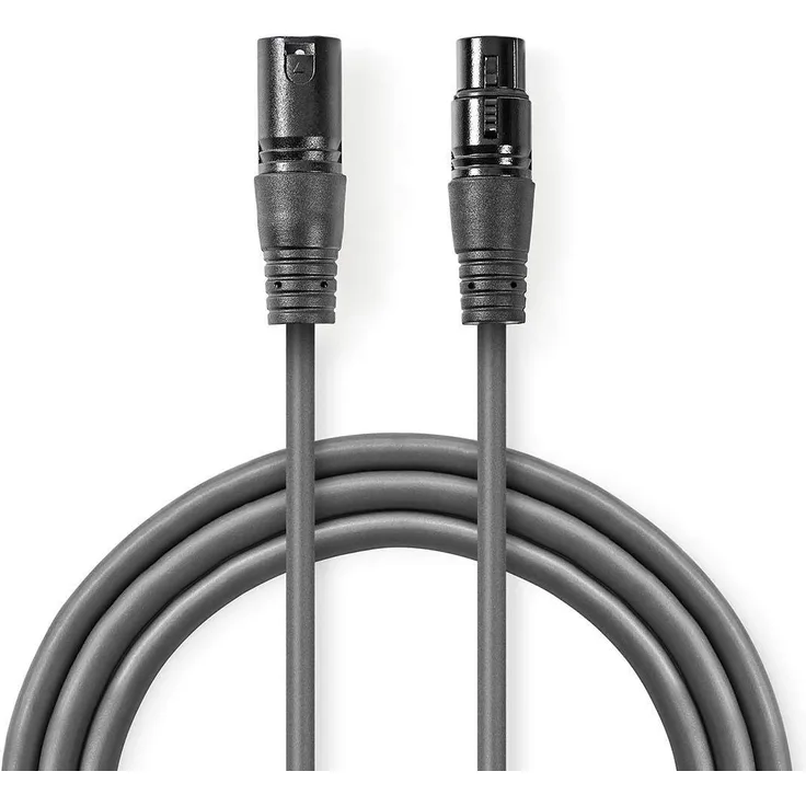 Nedis COTH15012GY50 DMX-Kabel, 110 Ohm (digital), XLR-3-Pol-Stecker XLR-3-Pol-Buchse, 5,0 m, Grau