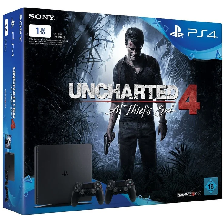 Sony PlayStation 4 Slim Jet Black 1TB Bundle inkl. Uncharted 4 – Bild 1