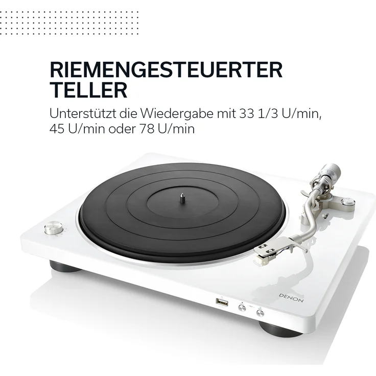 Denon DP450USBBKEM Plattenspieler (USB Aufnahme, Riemenantrieb, Tonarmlift, eingebauter Vorverstärker, S-Tonarm) Schwarz – Bild 7
