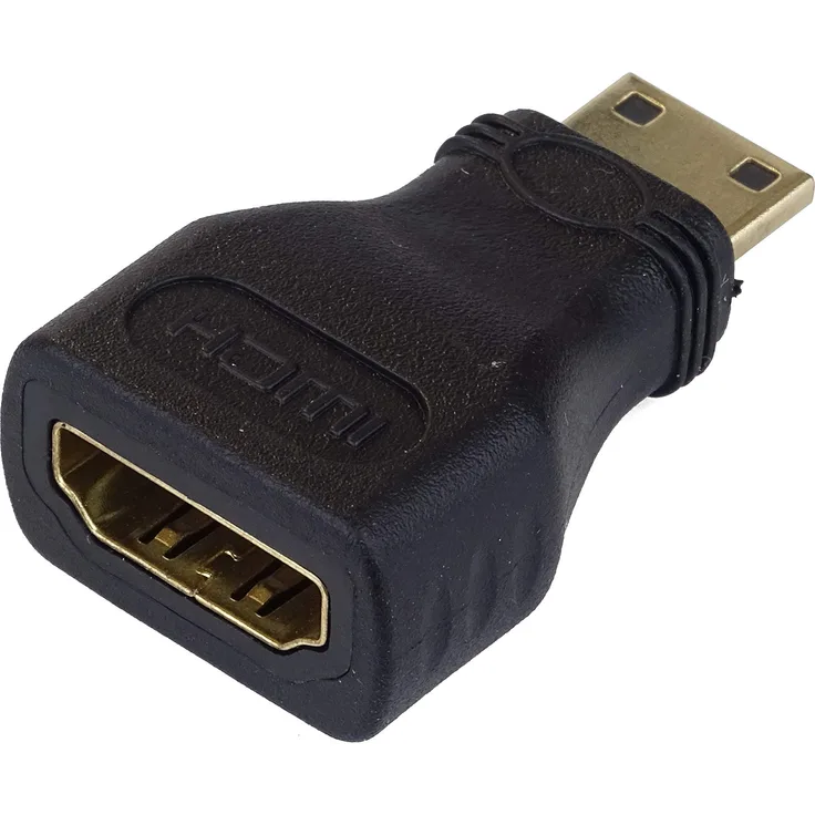 PremiumCord Adapter Mini HDMI, vergoldet, HDMI Buchse auf Mini HDMI Stecker - für Full HD 1080p, 3D, Farbe schwarz