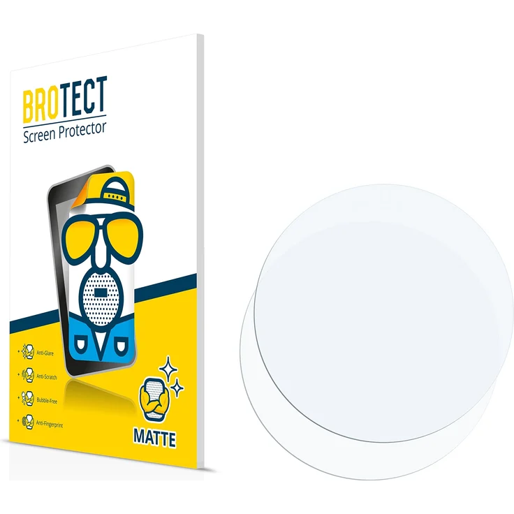 2x BROTECT Displayschutzfolie für Armbanduhren (kreisrund, Durchmesser: 46mm) Schutzfolie - Entspiegelt, Anti-Fingerprint