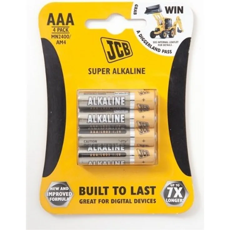 JCB 4X AAA Single-use Battery Alkali - Haushaltsbatterien (Single-use Battery, AAA, Alkali, 1,5 V, 4 Stück(e), Braun, Orange)
