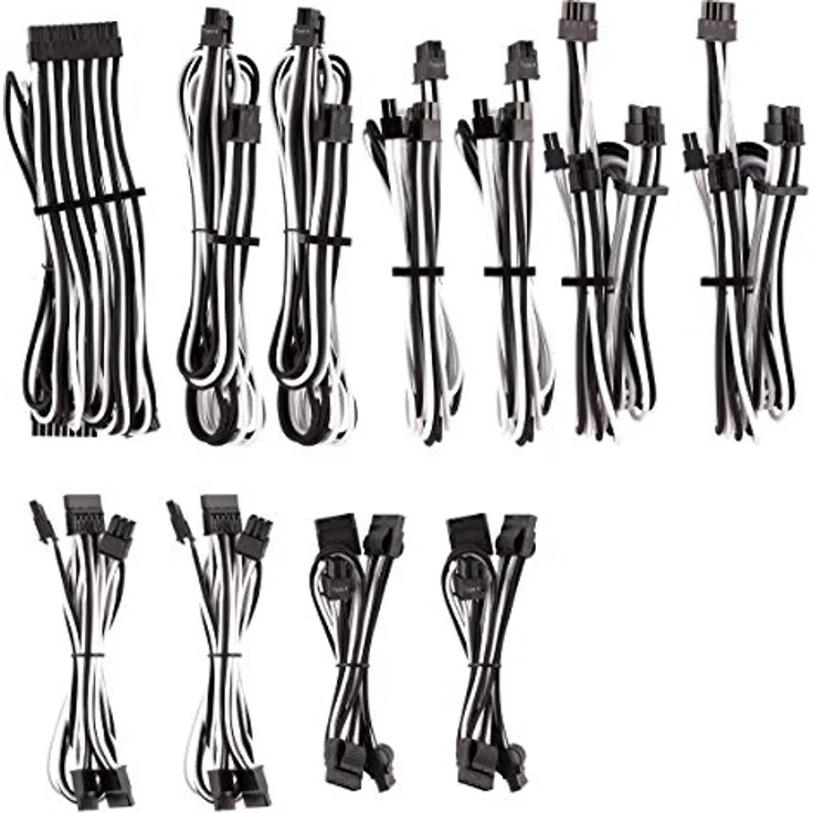 Corsair Premium Sleeved Netzteil Pro-Kabel-Set Typ4 (Generation 4-Serie) Weiß-Schwarz