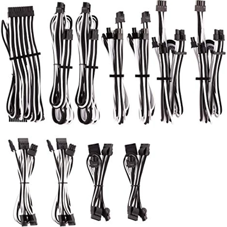 Corsair Premium Sleeved Netzteil Pro-Kabel-Set Typ4 (Generation 4-Serie) Weiß-Schwarz – Bild 1