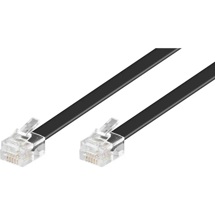 Goobay 50321 Modularanschlusskabel 3 Meter, Schwarz - RJ12-Stecker (6P6C) auf RJ12-Stecker (6P6C)