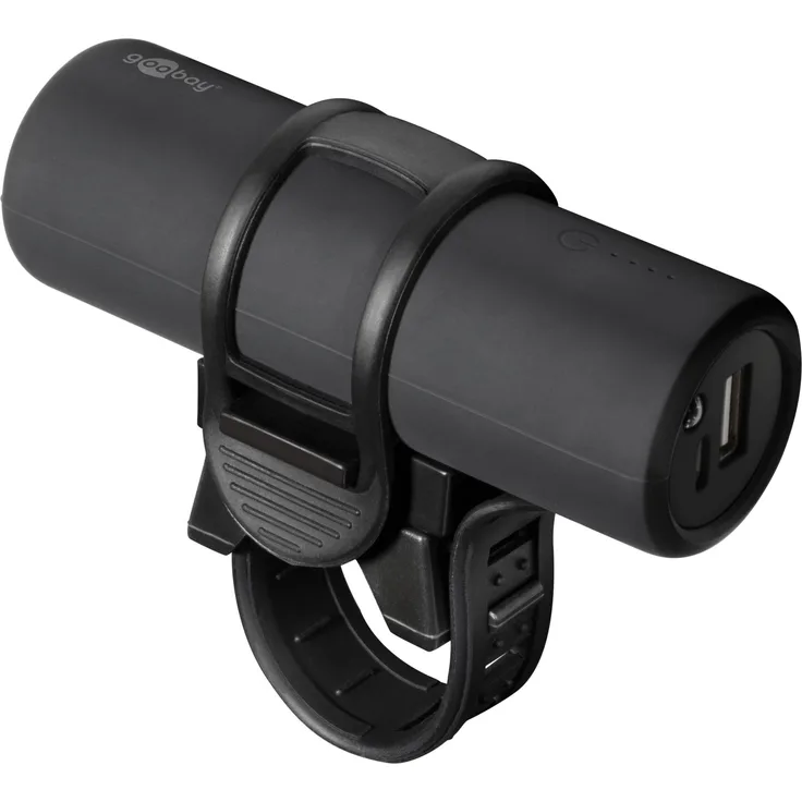 Goobay 58944 Bike Powerbank 5.0 mit 5000 mAh inklusiv Halterung zur Montage, Externer Akku Ladegerät für Samsung/HTC/Apple iPhone