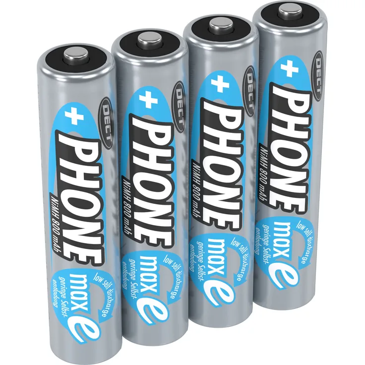 ANSMANN Akku AAA Micro 800 mAh 1,2V NiMH für Schnurlostelefon 4 Stück - Wiederaufladbare Batterien mit geringer Selbstentladung maxE - Akkus ideal für Haustelefon schnurlos - Rechargeable Battery