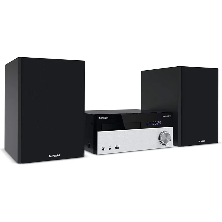 TechniSat DIGITRADIO 750 - DAB+ Mikro-HiFi System (DAB+, UKW, CD-Player, Bluetooth-Audiostreaming, 100 Watt RMS Stereo-Boxen, Kopfhöreranschluss, Fernbedienung,Kompaktanlagen) schwarz-silber – Bild 2