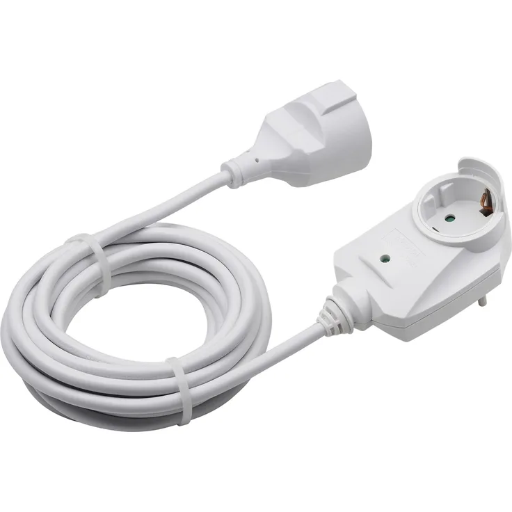 Meister Schutzkontakt-Verlängerung mit Zusatzstecker - 5 m Kabel - weiß - IP20 Innenbereich - Powersplit - Verlängerungskabel mit Überspannungsschutz - Schuko-Verlängerung - 7430670