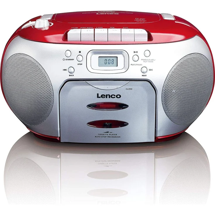 Lenco SCD-420RD CD-Radio, LCD-Display, rot, silber – Bild 3