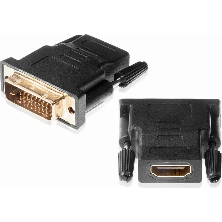 Poppstar 1x Adapter (HDMI Buchse auf DVI-D Stecker 24+1 Pin) (Full HD 1080p) für den Anschluss von Hdmi Kabel an TV und Monitor, schwarz, vergoldete Kontakte