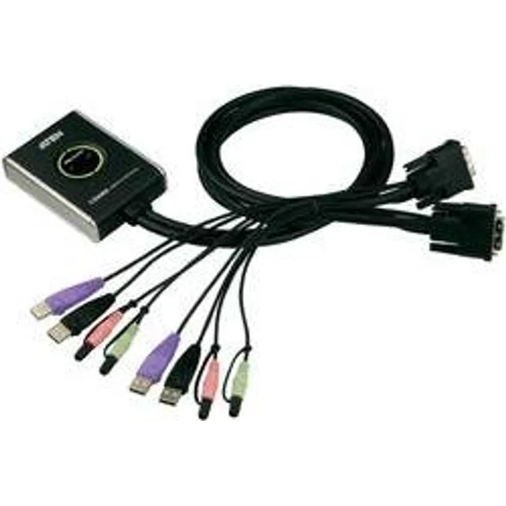 KVM Switch, 2-fach, ATEN CS682, DVI-D, USB, Audio, integrierte Kabel