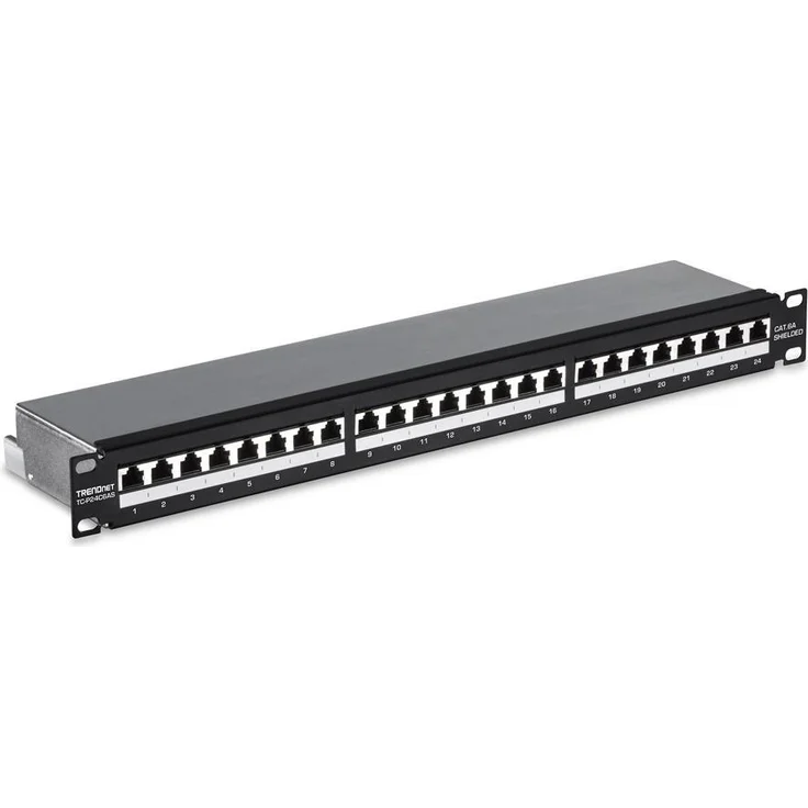 TRENDnet 24-Port Cat6A geschirmtes 1U Patch Panel, 1000BASE-T-10GBASE-T unterstützt, Kompatibel mit cat5e, cat6, cat6a, 110 or Krone Werkzeug, TC-P24C6AS - Preisvergleich – Bild 1