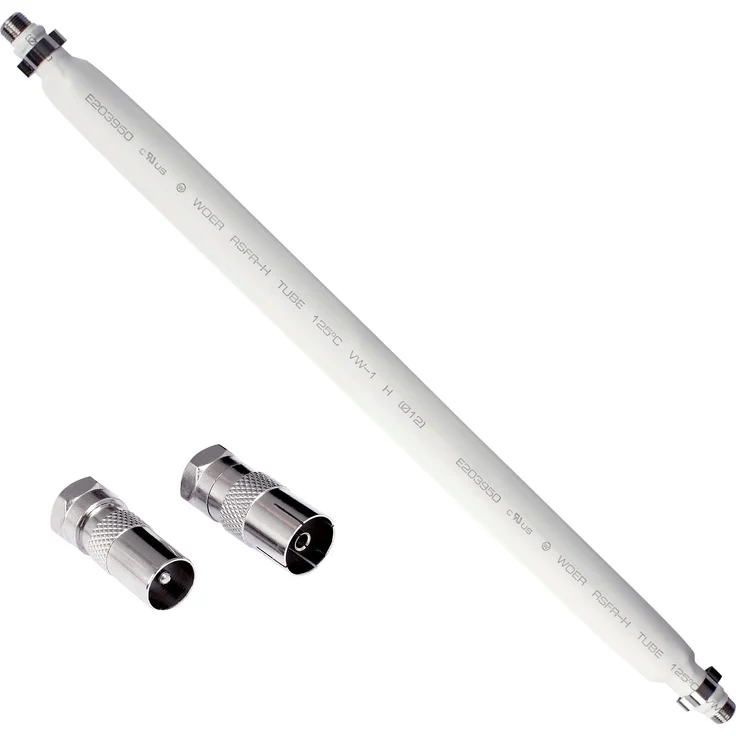 Poppstar 1x 31,5cm SAT Fensterdurchführung, Türdurchführung (flach 2 mm) für Koax Kabel Kupplung, 2x F-Stecker (1x auf Antennenstecker, 1x auf Antennenbuchse), weiß