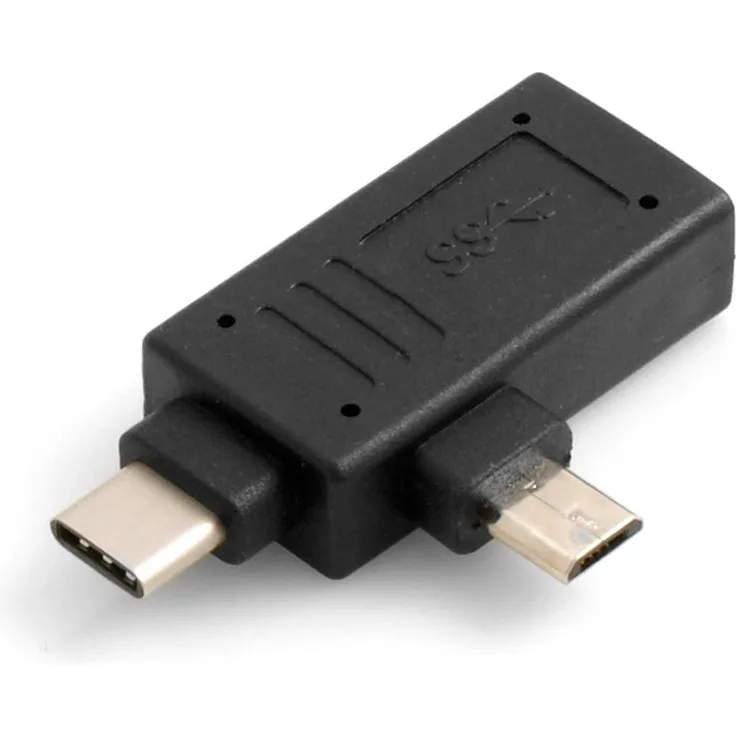 SYSTEM-S USB Typ A 3.0. Buchse auf Micro USB Stecker und USB Typ C 3.1 90° OTG Host Cable Flash Drive Verbindung für Smartphone Tablet PC