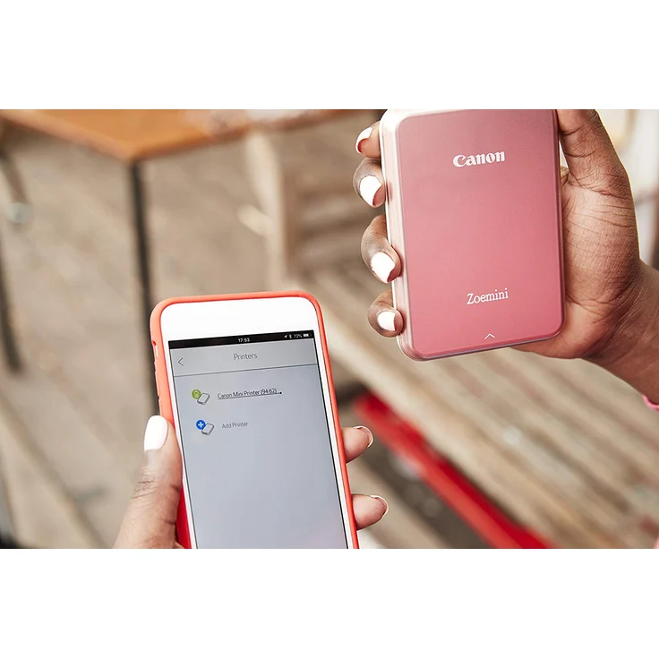 Canon Zoemini Mini Fotodrucker (Mini Fotodrucker, Bluetooth, 5 x 7,5cm Fotos, Akku, ZINK Druck tintenfrei, Sofortdruck, iOS, Android, Printapp, 160 g, 314 x 400 dpi) weiß (3204C006) – Bild 9