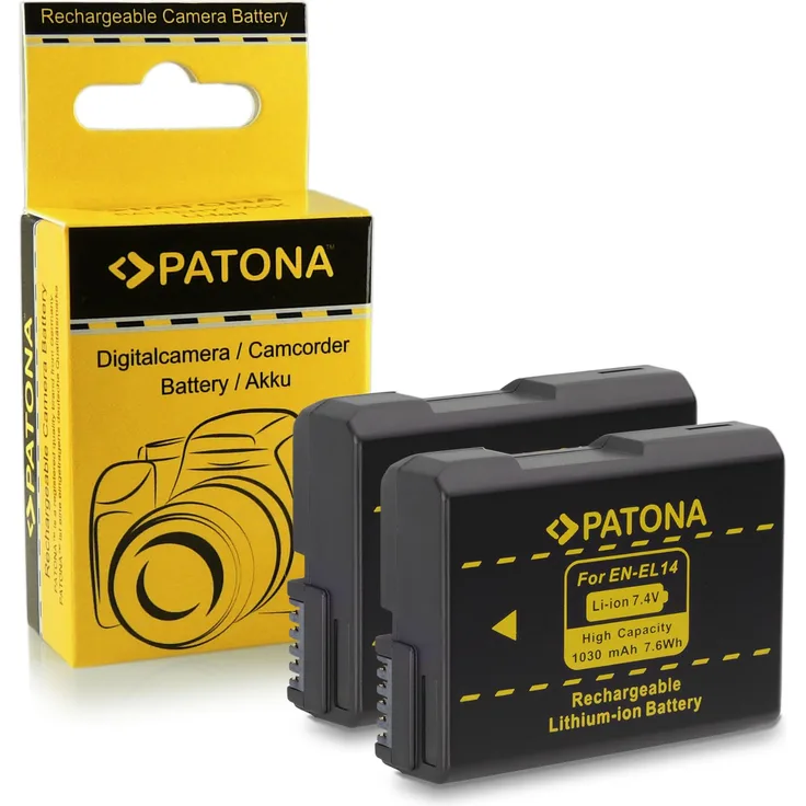 2x Akku / Batterie EN-EL14 für Nikon Coolpix P7000 | P7100 | P7700 | P7800 | D3100 | D3200 | D3300 | D5100 | D5200 | D5300 | D5500 | Df
