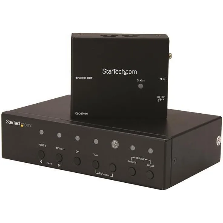 StarTech.com Multi-Input HDBaseT Extender mit eingebautem Switch - DisplayPort, VGA und HDMI over CAT5 oder CAT6 - bis zu 4K - bis zu 70m