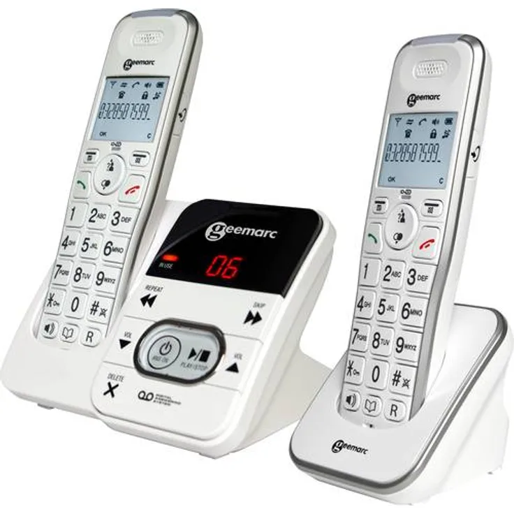 Geemarc Telecom S.A AmpliDECT 295 Duo Schnurlose Schwerhörigentelefon mit integriertem Anrufbeantworter und einem Zusatztelefon, Deutsche Version