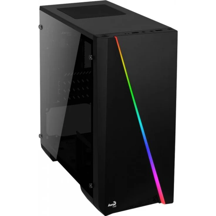 Aerocool CYLONMINI, MicroATX PC Box, RGB 13, Fenster, 8 cm Lüfter, Schwarz – Bild 1