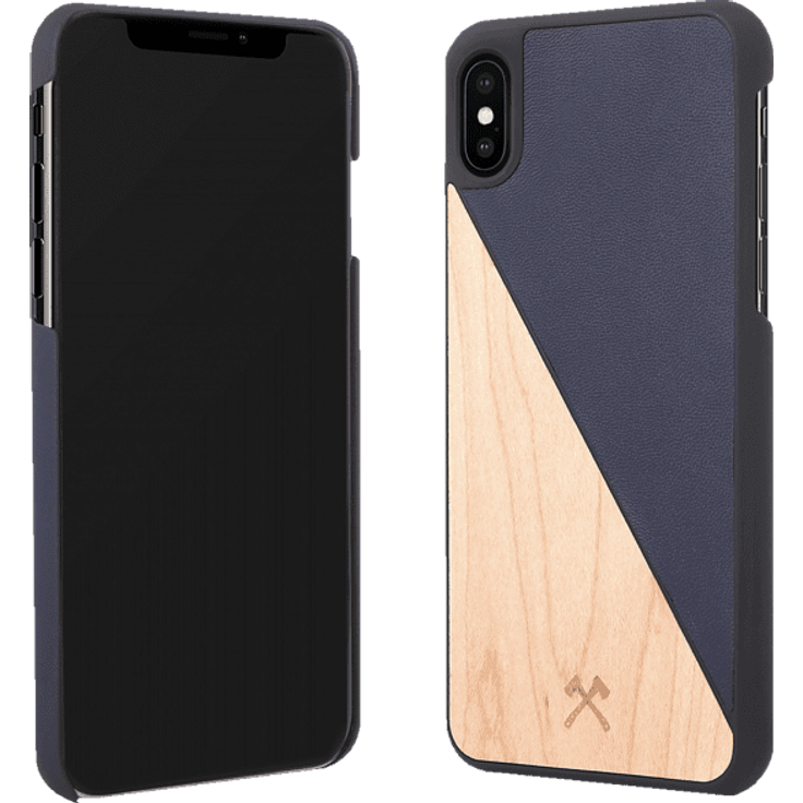 Woodcessories Ecosplit Backcover, geeignet für Apple iPhone Xs Max, Braun-Schwarz