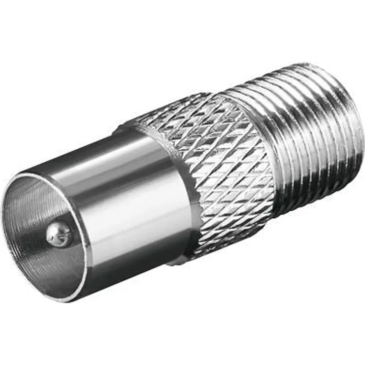 Transmedia FF18 - Kabelschnittstellen--Adapter (F-Jack, IEC-Plug, Male Connector-Female Connector, 0,095 m, Silber)