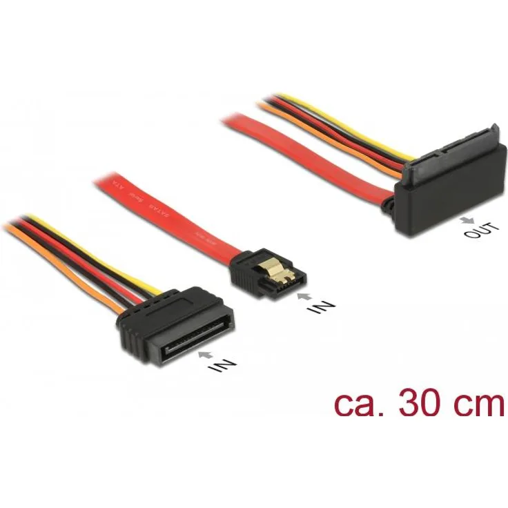 DeLOCK - SATA-Kabel - Serial ATA 150/300/600 - SATA, SATA Leistung bis SATA Combo (R) nach oben gewinkelt - 30 cm (85515)